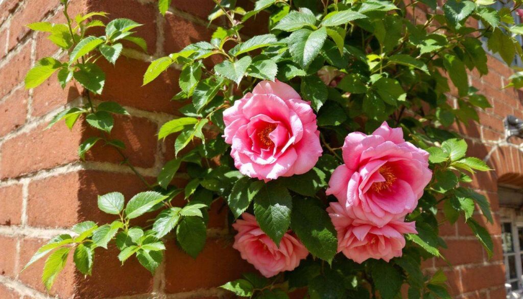 Klimroos langs de gevel: de snoei in maart bepaalt de bloemenpracht van juni tot september